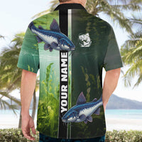 Custom Catfish Fishing Hawaiian Shirt with Underwater River Scene and Green Aquatic Pattern - Wonder Print Shop