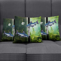 Catfish Fishing Pillow Cover with Underwater River Scene and Green Aquatic Pattern - Wonder Print Shop