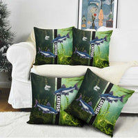 Catfish Fishing Pillow Cover with Underwater River Scene and Green Aquatic Pattern - Wonder Print Shop