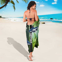 Catfish Fishing Sarong with Underwater River Scene and Green Aquatic Pattern - Wonder Print Shop