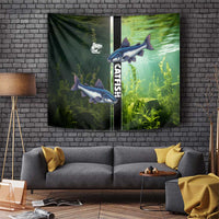Catfish Fishing Tapestry with Underwater River Scene and Green Aquatic Pattern - Wonder Print Shop