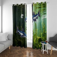 Catfish Fishing Window Curtain with Underwater River Scene and Green Aquatic Pattern - Wonder Print Shop