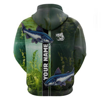 Custom Catfish Fishing Zip Hoodie with Underwater River Scene and Green Aquatic Pattern - Wonder Print Shop