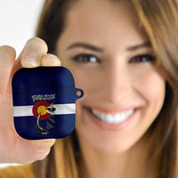 Custom Fishing Hook AirPods Case with Colorado Flag Theme and Blue White Graphic Pattern - Wonder Print Shop