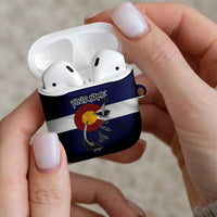 Custom Fishing Hook AirPods Case with Colorado Flag Theme and Blue White Graphic Pattern - Wonder Print Shop
