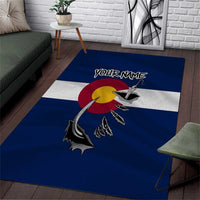 Custom Fishing Hook Area Rug with Colorado Flag Theme and Blue White Graphic Pattern - Wonder Print Shop