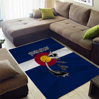 Custom Fishing Hook Area Rug with Colorado Flag Theme and Blue White Graphic Pattern - Wonder Print Shop