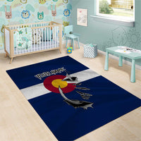 Custom Fishing Hook Area Rug with Colorado Flag Theme and Blue White Graphic Pattern - Wonder Print Shop