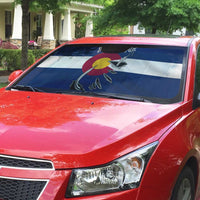 Custom Fishing Hook Auto Sun Shade with Colorado Flag Theme and Blue White Graphic Pattern - Wonder Print Shop