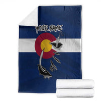 Custom Fishing Hook Blanket with Colorado Flag Theme and Blue White Graphic Pattern - Wonder Print Shop