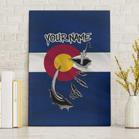 Custom Fishing Hook Canvas Wall Art with Colorado Flag Theme and Blue White Graphic Pattern - Wonder Print Shop