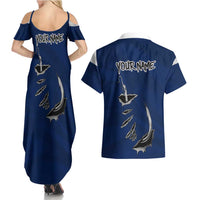 Custom Fishing Hook Couples Matching Summer Maxi Dress and Hawaiian Shirt with Colorado Flag Theme and Blue White Graphic Pattern - Wonder Print Shop