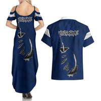 Custom Fishing Hook Couples Matching Summer Maxi Dress and Hawaiian Shirt with Colorado Flag Theme and Blue White Graphic Pattern - Wonder Print Shop