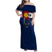 Custom Fishing Hook Family Matching Off Shoulder Maxi Dress and Hawaiian Shirt with Colorado Flag Theme and Blue White Graphic Pattern - Wonder Print Shop