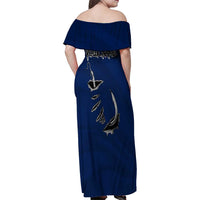 Custom Fishing Hook Family Matching Off Shoulder Maxi Dress and Hawaiian Shirt with Colorado Flag Theme and Blue White Graphic Pattern - Wonder Print Shop
