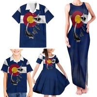 Custom Fishing Hook Family Matching Tank Maxi Dress and Hawaiian Shirt with Colorado Flag Theme and Blue White Graphic Pattern - Wonder Print Shop