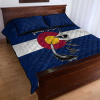 Custom Fishing Hook Quilt Bed Set with Colorado Flag Theme and Blue White Graphic Pattern - Wonder Print Shop