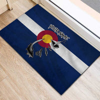 Custom Fishing Hook Rubber Doormat with Colorado Flag Theme and Blue White Graphic Pattern - Wonder Print Shop