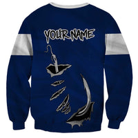 Custom Fishing Hook Sweatshirt with Colorado Flag Theme and Blue White Graphic Pattern - Wonder Print Shop
