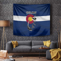 Custom Fishing Hook Tapestry with Colorado Flag Theme and Blue White Graphic Pattern - Wonder Print Shop