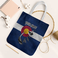 Custom Fishing Hook Tote Bag with Colorado Flag Theme and Blue White Graphic Pattern - Wonder Print Shop