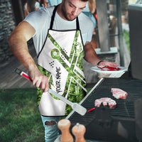 Custom Fishing Hook Apron with Green Jungle Leaf Pattern and White Split Design - Wonder Print Shop