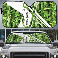 Custom Fishing Hook Auto Sun Shade with Green Jungle Leaf Pattern and White Split Design - Wonder Print Shop