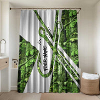 Custom Fishing Hook Bathroom Set with Green Jungle Leaf Pattern and White Split Design - Wonder Print Shop