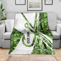 Custom Fishing Hook Blanket with Green Jungle Leaf Pattern and White Split Design - Wonder Print Shop