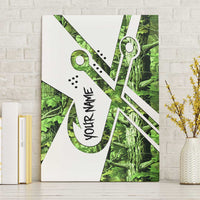 Custom Fishing Hook Canvas Wall Art with Green Jungle Leaf Pattern and White Split Design - Wonder Print Shop