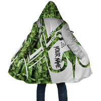 Custom Fishing Hook Cloak with Green Jungle Leaf Pattern and White Split Design - Wonder Print Shop