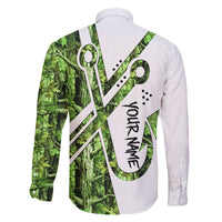 Custom Fishing Hook Family Matching Summer Maxi Dress and Hawaiian Shirt with Green Jungle Leaf Pattern and White Split Design - Wonder Print Shop