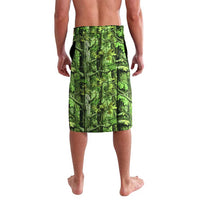 Custom Fishing Hook Lavalava with Green Jungle Leaf Pattern and White Split Design - Wonder Print Shop