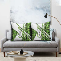 Custom Fishing Hook Pillow Cover with Green Jungle Leaf Pattern and White Split Design - Wonder Print Shop