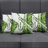 Custom Fishing Hook Pillow Cover with Green Jungle Leaf Pattern and White Split Design - Wonder Print Shop