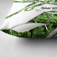 Custom Fishing Hook Pillow Cover with Green Jungle Leaf Pattern and White Split Design - Wonder Print Shop