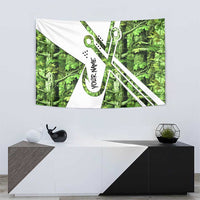 Custom Fishing Hook Tapestry with Green Jungle Leaf Pattern and White Split Design - Wonder Print Shop