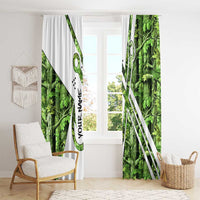 Custom Fishing Hook Window Curtain with Green Jungle Leaf Pattern and White Split Design - Wonder Print Shop