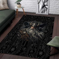 Vikings Odin Area Rug with Viking Runes and Ravens Norse Mythology - Wonder Print Shop