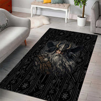 Vikings Odin Area Rug with Viking Runes and Ravens Norse Mythology - Wonder Print Shop