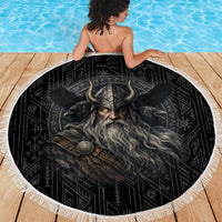 Vikings Odin Beach Blanket with Viking Runes and Ravens Norse Mythology - Wonder Print Shop