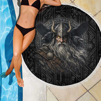 Vikings Odin Beach Blanket with Viking Runes and Ravens Norse Mythology - Wonder Print Shop