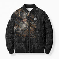 Vikings Odin Bomber Puffer Jacket with Viking Runes and Ravens Norse Mythology - Wonder Print Shop