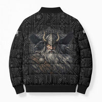 Vikings Odin Bomber Puffer Jacket with Viking Runes and Ravens Norse Mythology - Wonder Print Shop
