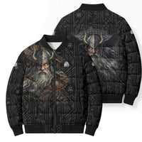 Vikings Odin Bomber Puffer Jacket with Viking Runes and Ravens Norse Mythology - Wonder Print Shop