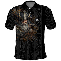 Vikings Odin Polo Shirt with Viking Runes and Ravens Norse Mythology - Wonder Print Shop