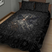 Vikings Odin Quilt Bed Set with Viking Runes and Ravens Norse Mythology - Wonder Print Shop