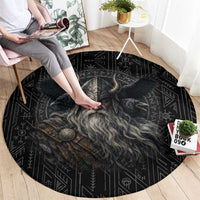 Vikings Odin Round Carpet with Viking Runes and Ravens Norse Mythology - Wonder Print Shop