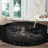 Vikings Odin Round Carpet with Viking Runes and Ravens Norse Mythology - Wonder Print Shop