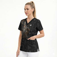 Vikings Odin Scrub Top with Viking Runes and Ravens Norse Mythology - Wonder Print Shop